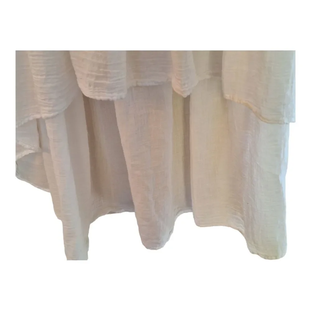 Vineyard Vines White Cotton Gauze High Low Ruffle Dress Made in Italy Oversize S